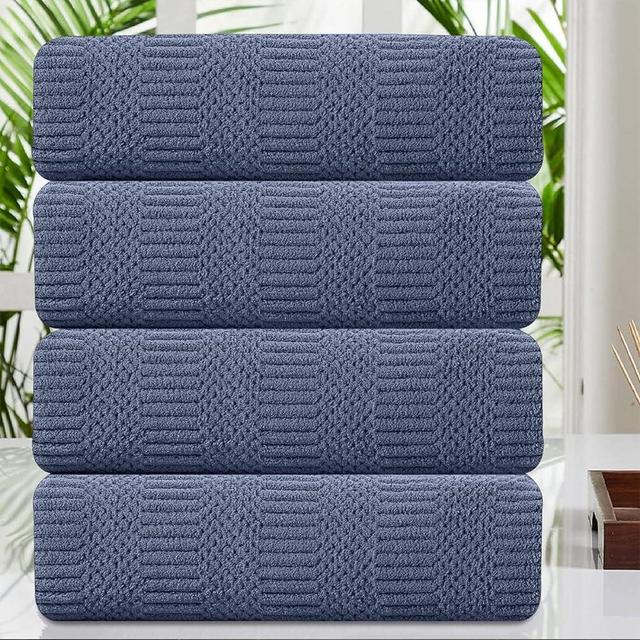 4 Piece Large Bath Towel Set 35"x70" Violet Extra Large Bath Sheets Oversized Jumbo Towels 600GSM Soft Highly Absorbent Quick Dry Beach Chair Towels Woven Towels for Bathroom Hotel and Spa