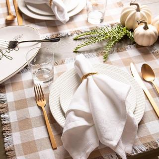 Heavyweight Check Fringed Placemat, Set of 6