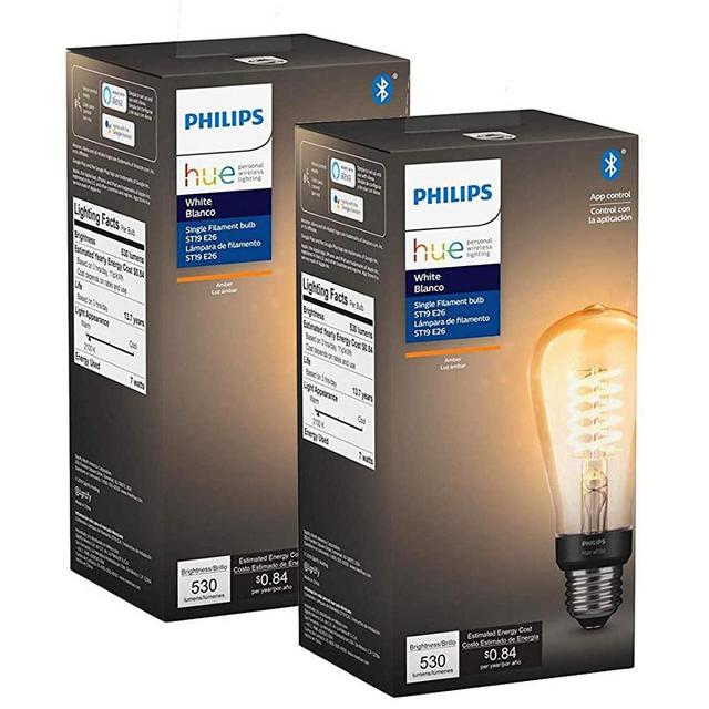 Philips Hue 551788-2 Filament Smart Light Bulb, 2-Pack, Amber
