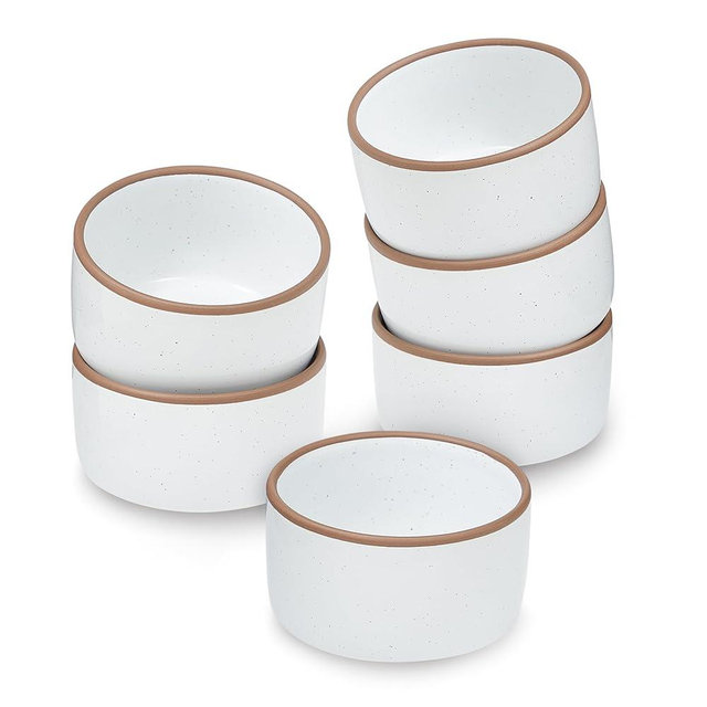 Sheffield Home Baking Dish Set - 6-Piece Bundle, Includes 6oz Dishes, Dishwasher and Microwave Safe, Enhance Your Culinary Creations with Style and Convenience, Vanilla White