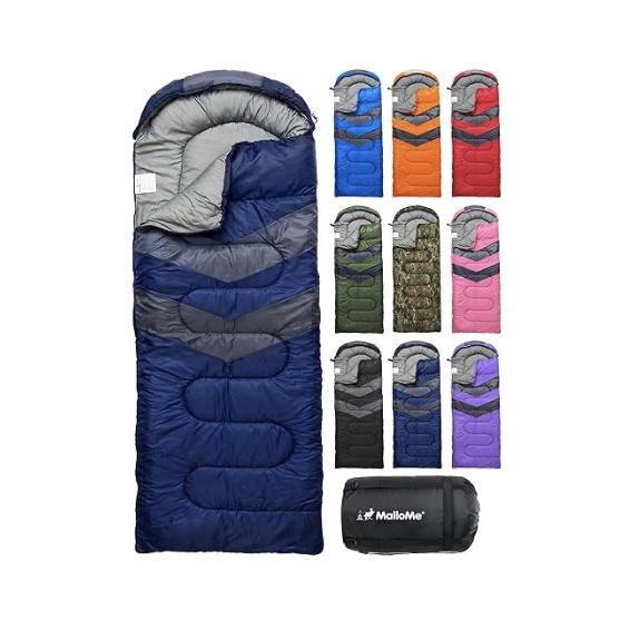 MalloMe Sleeping Bags for Adults Cold Weather & Warm - Backpacking Camping Sleeping Bag for Kids 10-12, Girls, Boys - Lightweight Compact Camping Essentials Gear Accessories Hiking Sleep Must Haves