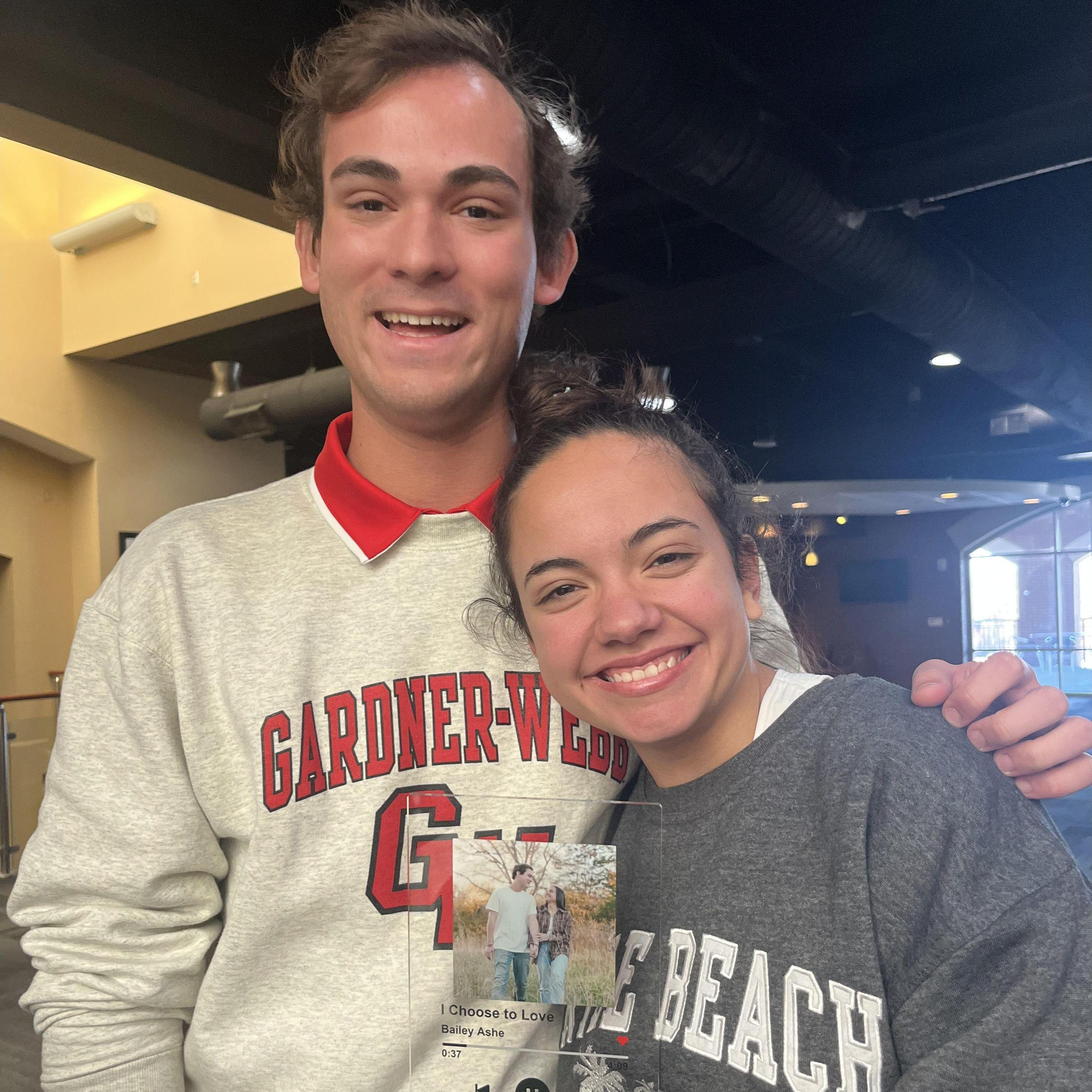 This was a Christmas gift Robert got Bailey of a Spotify plaque of the first song she wrote him to say "I love you".