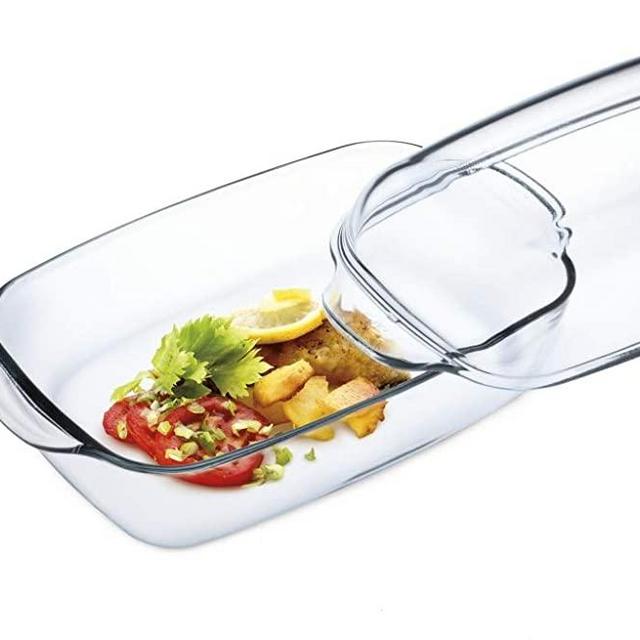 Simax Rectangular Glass Casserole Dish: Lid Doubles as Clear Baking Dish – Heat, Cold and Shock Proof – Made in Europe – 3.3 Quart Pot + 2.2 Quart Lid