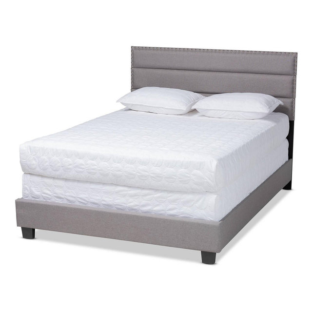 King Ansa Upholstered Bed Gray/Black - Baxton Studio