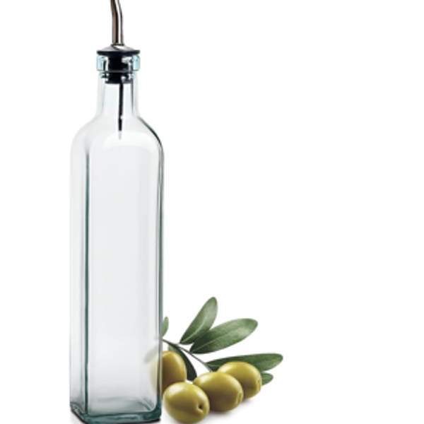 EHOMEA2Z Italian Glass Olive Oil Dispenser Bottle - 16 Oz, Oil and Vinegar Cruet with Stainless Steel Spout for Kitchen, Slight Green Tint (1, 473ml)