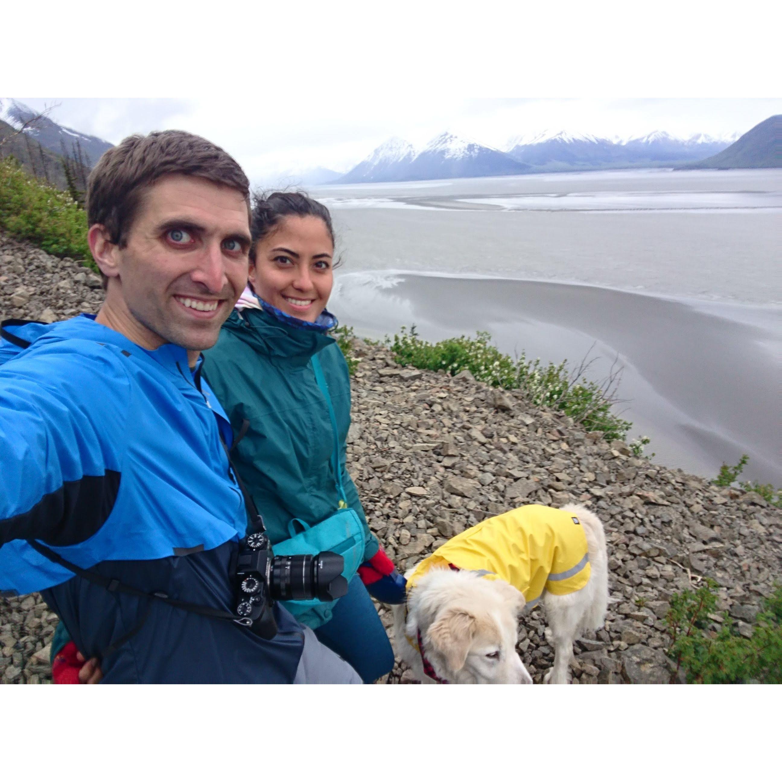 Kyle, Ximena, and Petey. Our first big trip together, Alaska 2020.