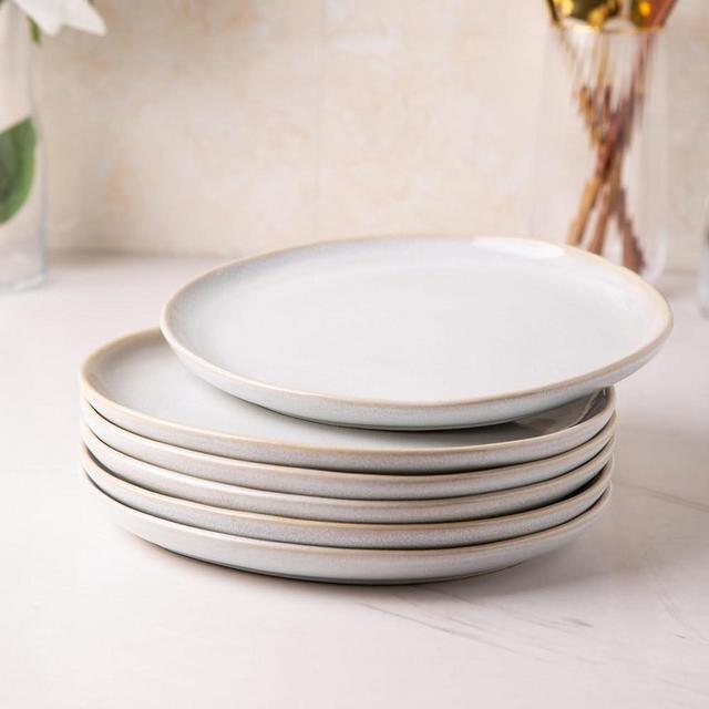 AmorArc Ceramic Dinner Plates Set of 6, 10.5 Inch Handmade Reactive Glaze Stoneware Plates, Rustic Shape Dinnerware Dish Set for Kitchen, Microwave & Dishwasher Safe, Scratch Resistant