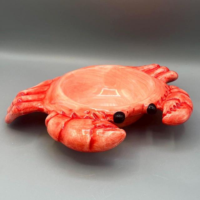 Vintage Ceramic Crab Bowl, Candy Dish, Red Crab, Coastal Beach Decor