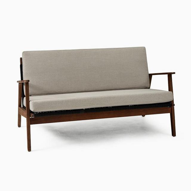 Catskill Loveseat, Wood/Woven, Vintage Dark Teak/Gray
