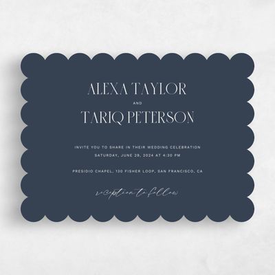 Blue Scalloped Wedding Invitation - Roberts Landscape