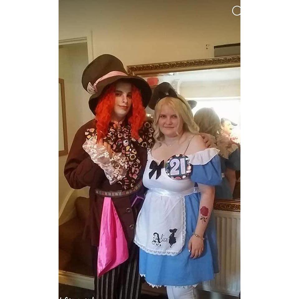 Dressed up as Mad Hatter and Alice in Wonderland for Chloe's 21st birthday.