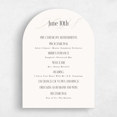 Beige Arch Wedding Program - Palenque