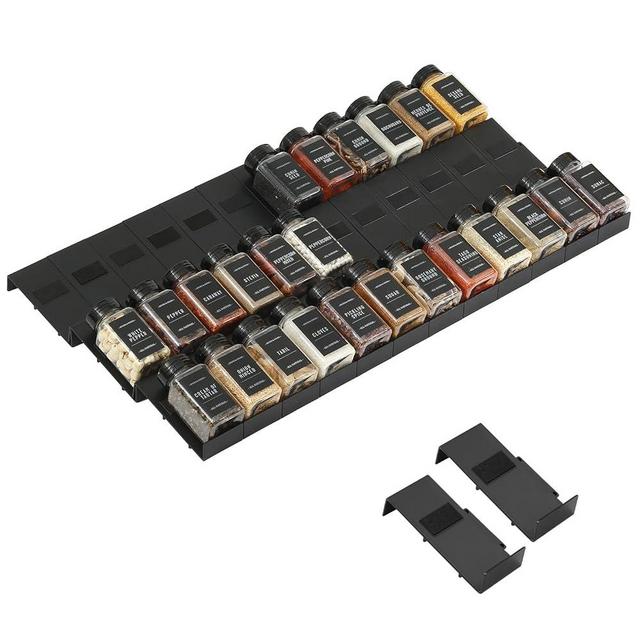 Famhap Spice Drawer Organizer, 36PCS Expandable Seasoning Rack Tray Insert for Kitchen Drawers, Spice Rack Drawer for Spice Jars