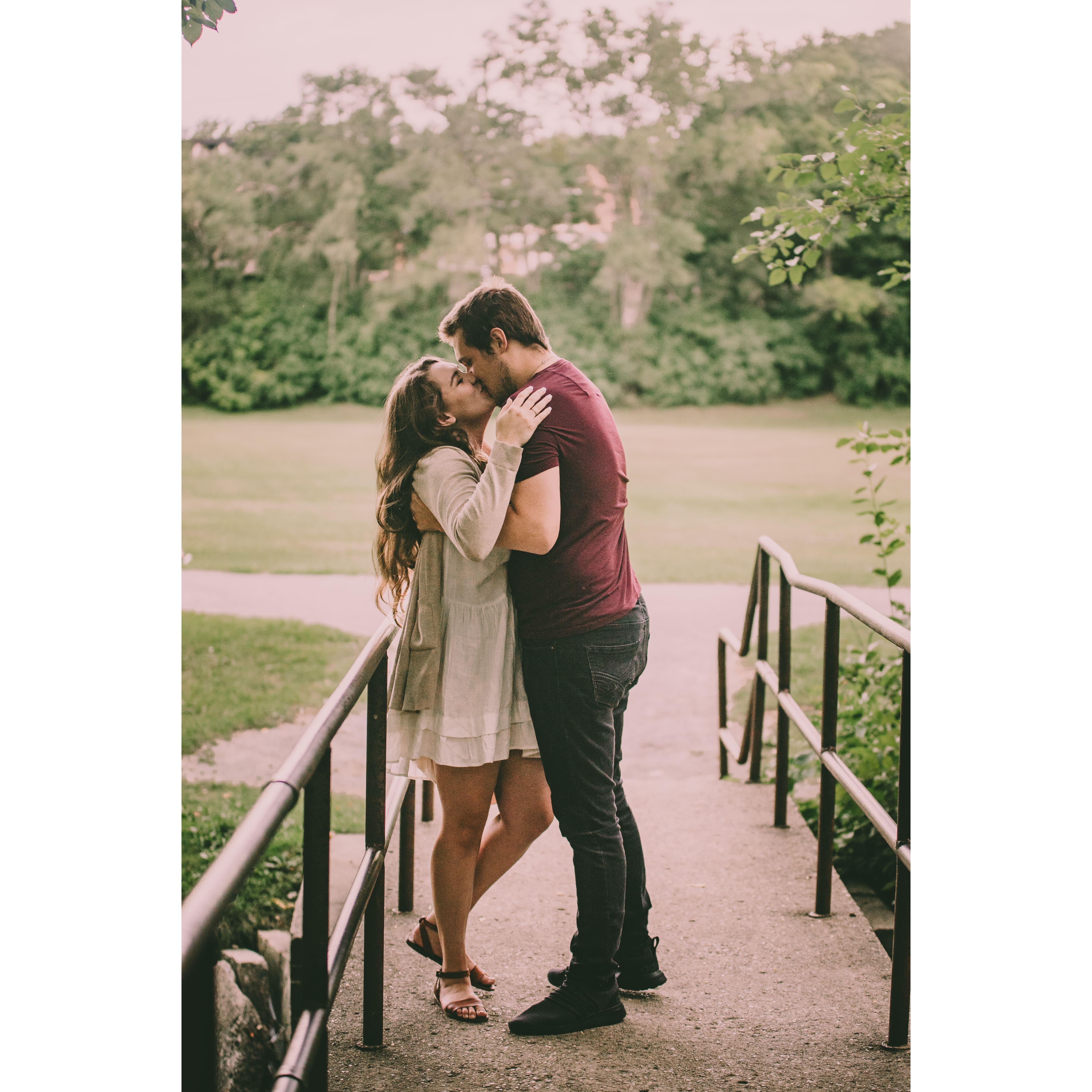 The moment after the proposal...as well as the moment before Sarah found out the photographer was there