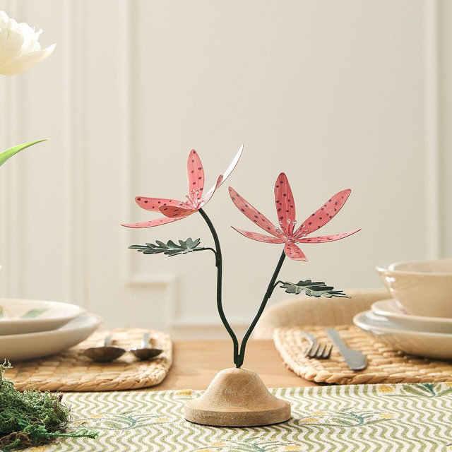 Easter Metal Flower Objects Lotus, Pink, Metal, 7in