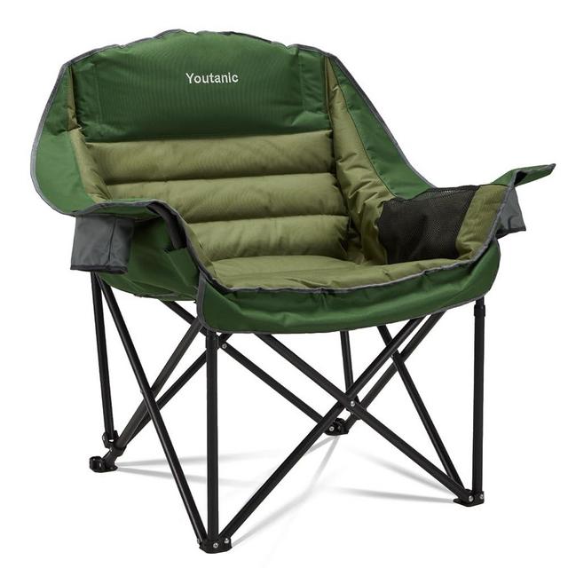 Youtanic Oversized Camping Chair, Portable Folding Camping Chairs with Side Pocket, Cup Holder and Carry Bag, Heavy Duty Outdoor Camping Chairs for Adults, Fishing, Sports, Trip, up to 400lbs, Style 2