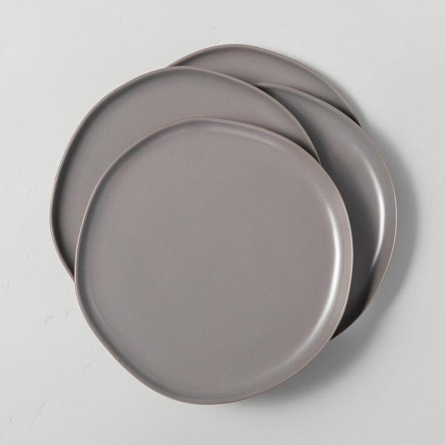 4pk Stoneware Dinner Plate Set Matte Gray - Hearth & Hand™ with Magnolia
