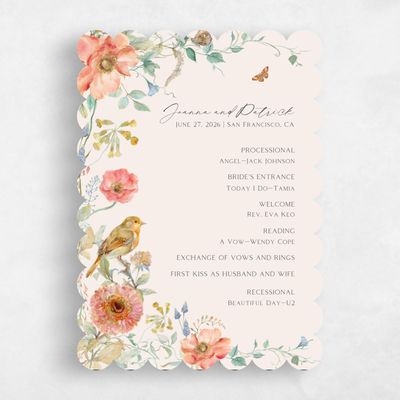 Beige Scalloped Wedding Program - Aurelia