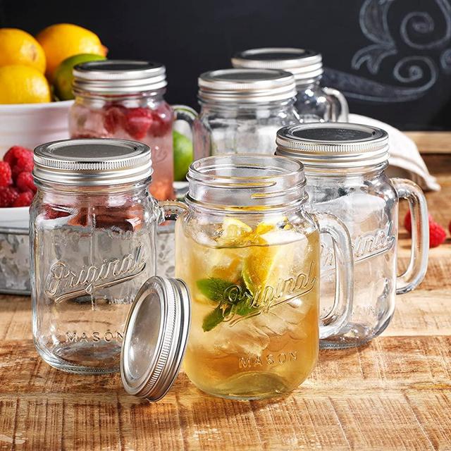 Review NETANY Mason Jar Glass Cup Set with Bamboo Lids & Straws Great For  Iced Coffee 