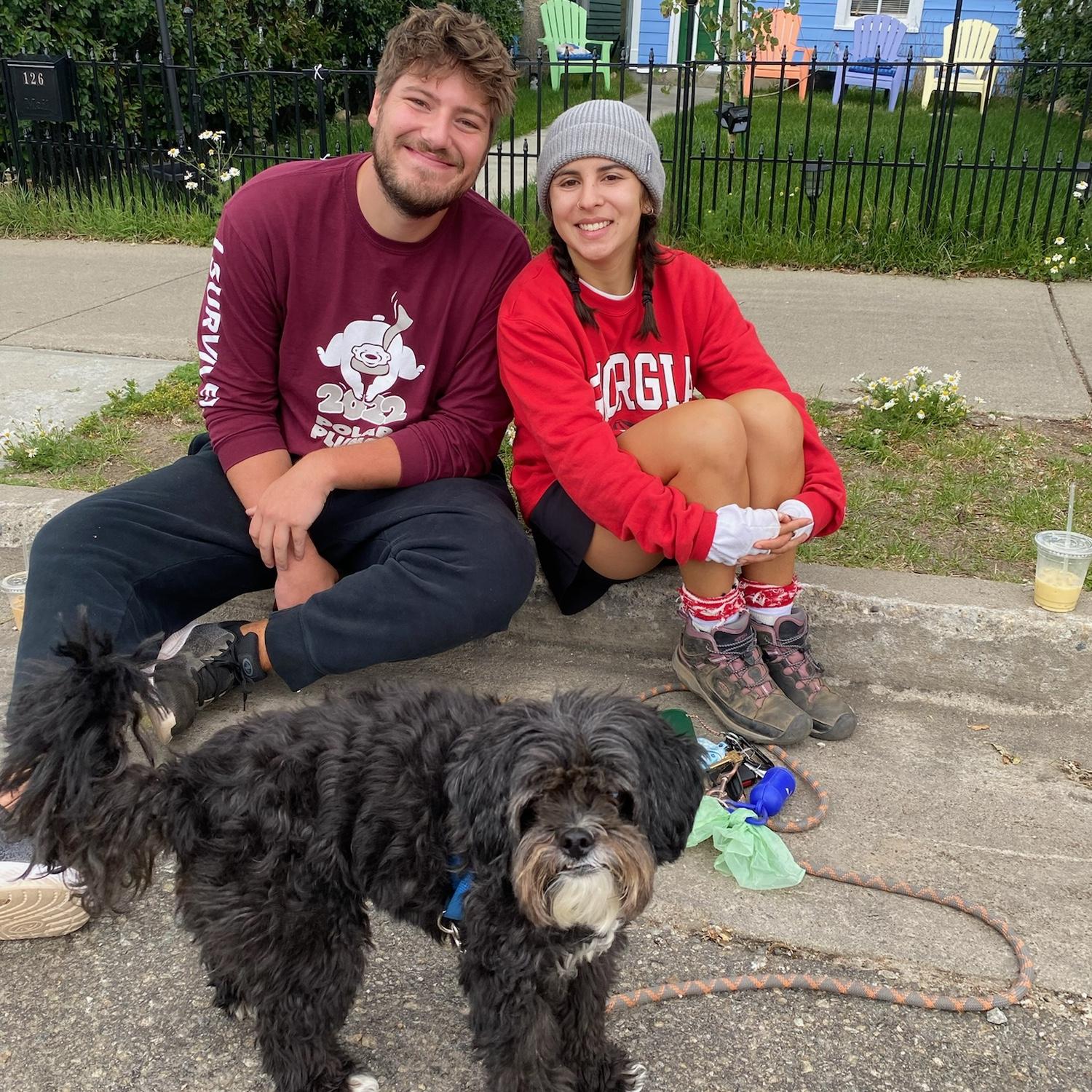 2023 - Karlie and Nate with their dog, Gizmo, on a hiking trip in Colorado.
