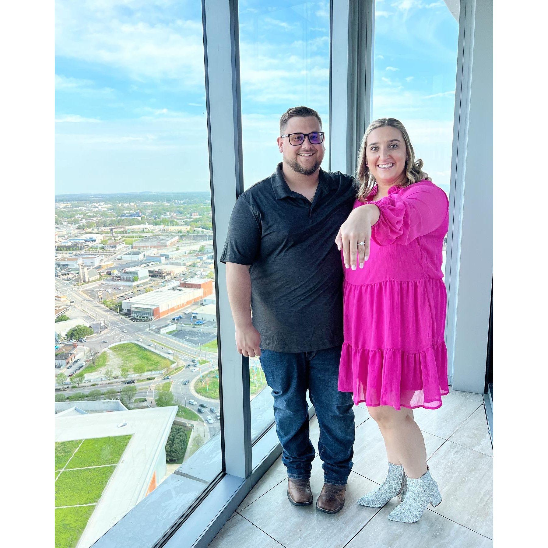 Our Engagement Dinner - 34 Floors above Nashville, TN!
