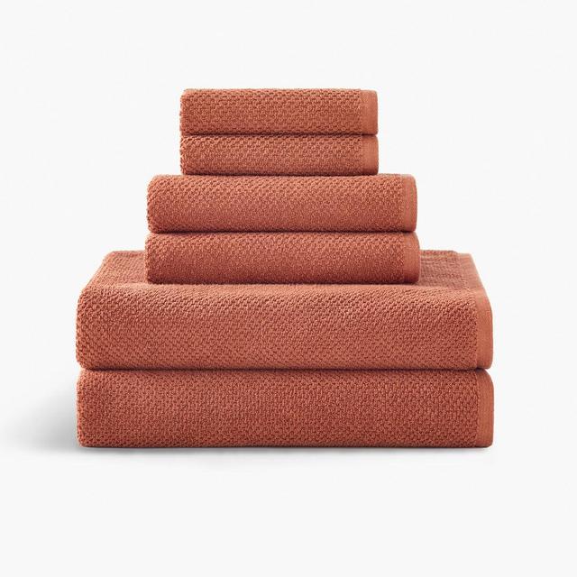 Quick-Dry Organic Towel Set in Terracotta (6 pcs)
