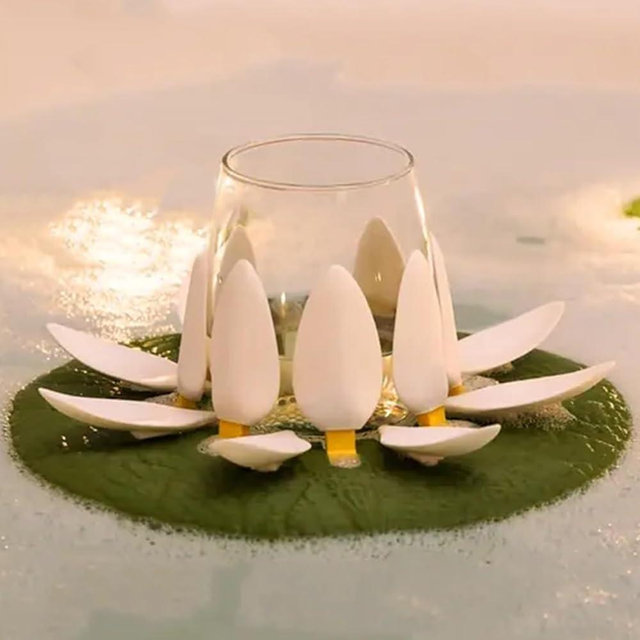 XYTUJK Bathroom Wine Glass Lotus Stand,Lily Pad for The Bath, Wine Glass Holder, Wine Bottle Holder, Bath Wine Holder, Tealight Candle Holder, Candle Holder Decor, Shower Decor