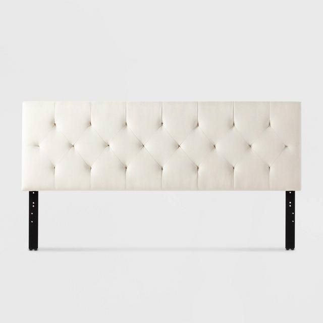 King/California King Emmie Adjustable Upholstered Headboard with Diamond Tufting Cream - Brookside