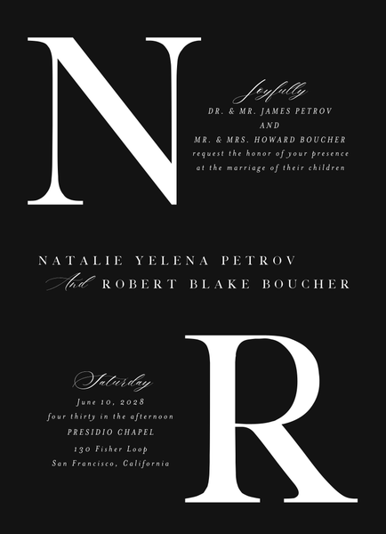 Holt Portrait | Black | Zola Wedding Invitations