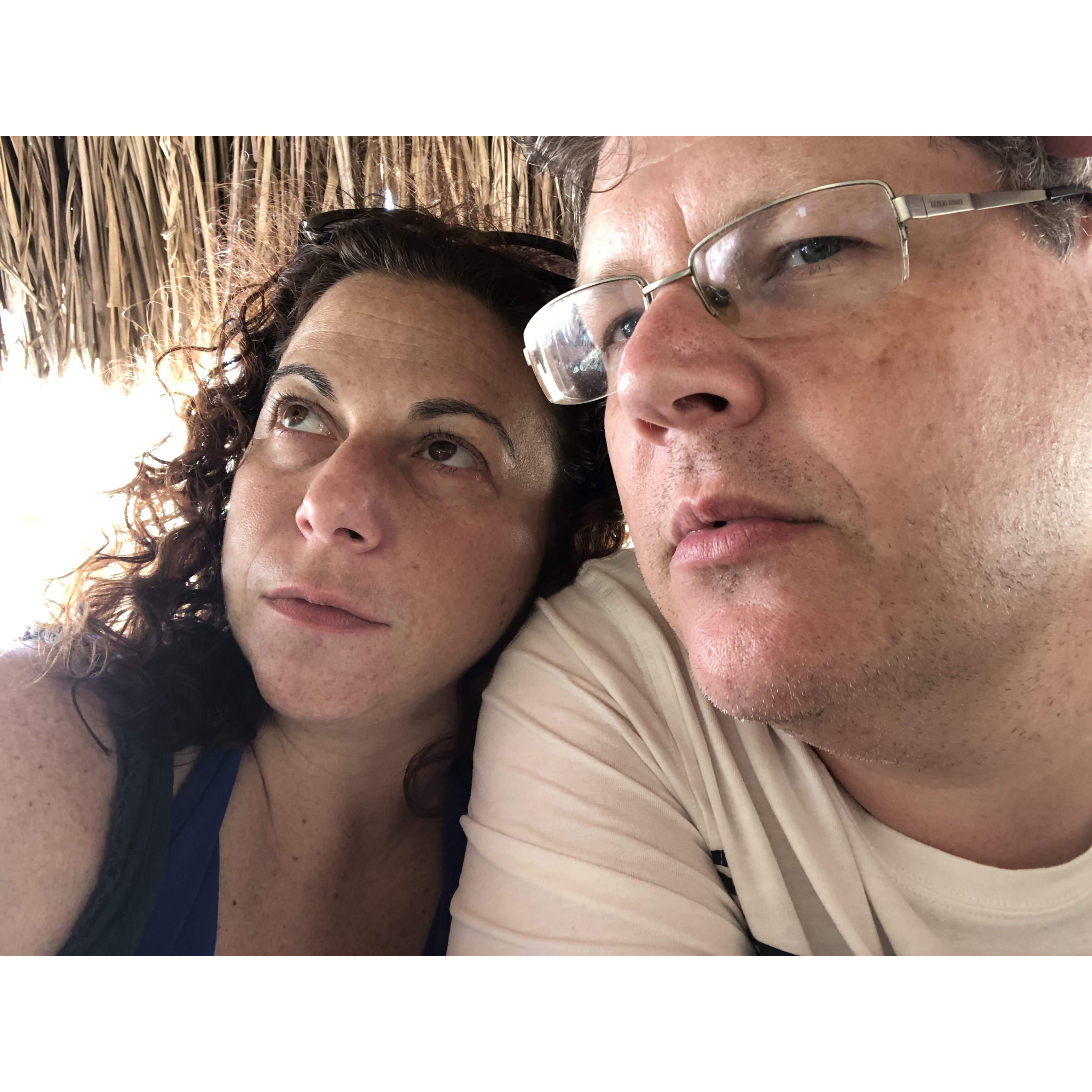 April 6, 2018 - Our first trip together.  Jamaica. Looking introspectively into the distance.  Failing.