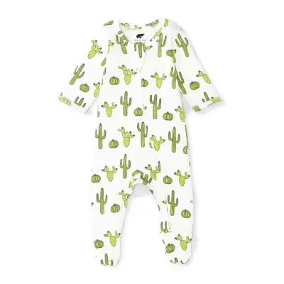 Monica + Andy Size 6-9 Cactus Dreams Organic Cotton Zipper One-Piece in White