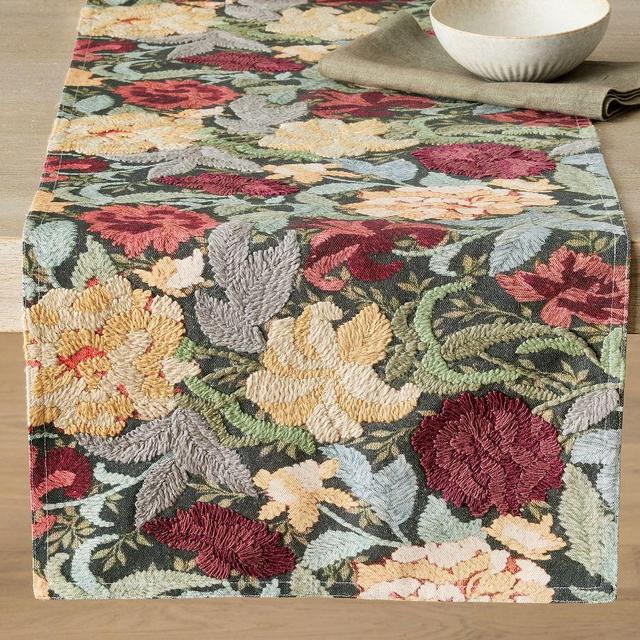 Maret Embroidered Cotton Table Runner - Multi