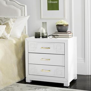 Raina Three Drawer Greek Key Nightstand