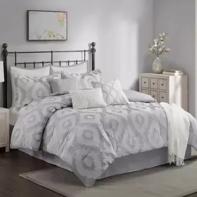 Emme 10-Piece Queen Comforter Set in Grey
