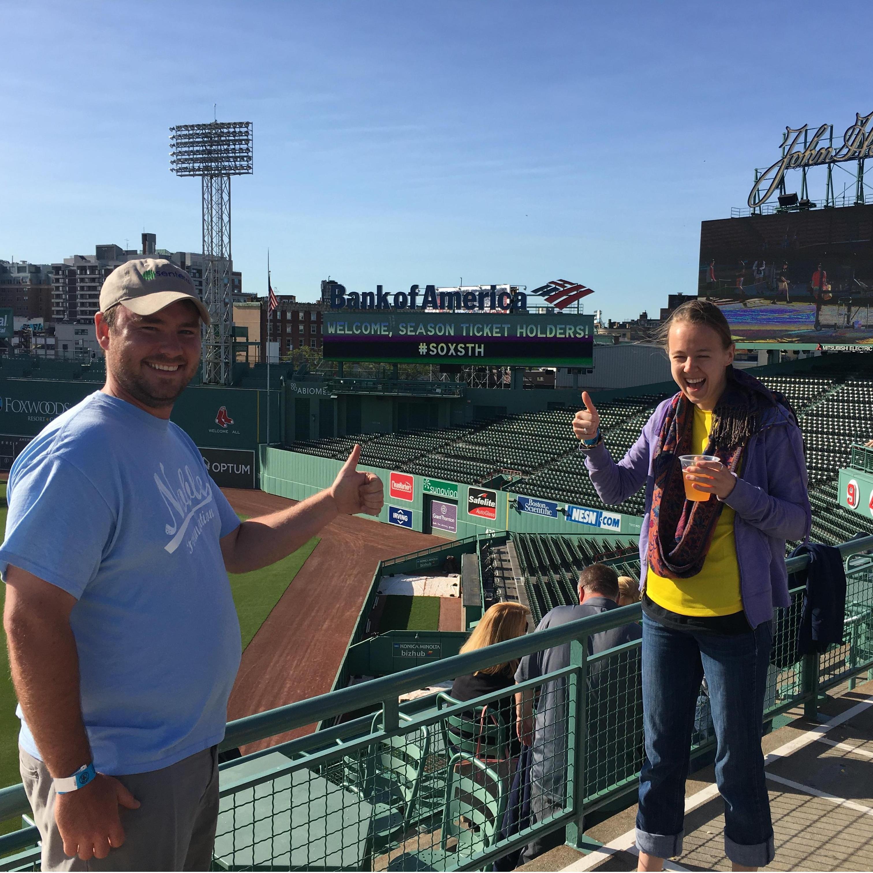 Some how we got into a season ticket holder party at Fenway!