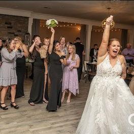 Ryan and Amber's wedding, Kayla caught her second bouquet, April 2022