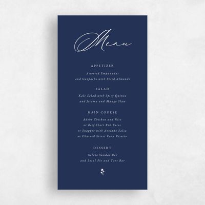Midnight Blue Wedding Menu - Kiruna