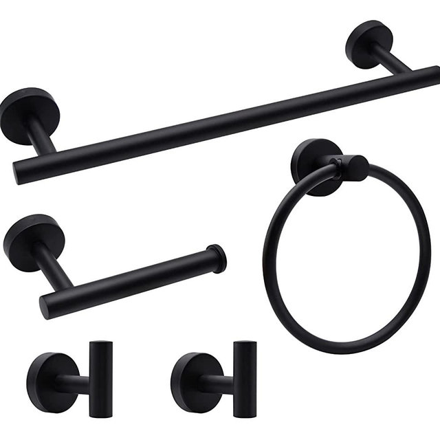 Bathroom Hardware Set, 5/10/20pcs Matte Black/Brushed Nickel/Brushed Gold Stainless Steel Bathroom Hardware Set, Including 16" Hand Towel Bars, Toilet Paper Holders, Towel Rings, Robe Towel Hooks