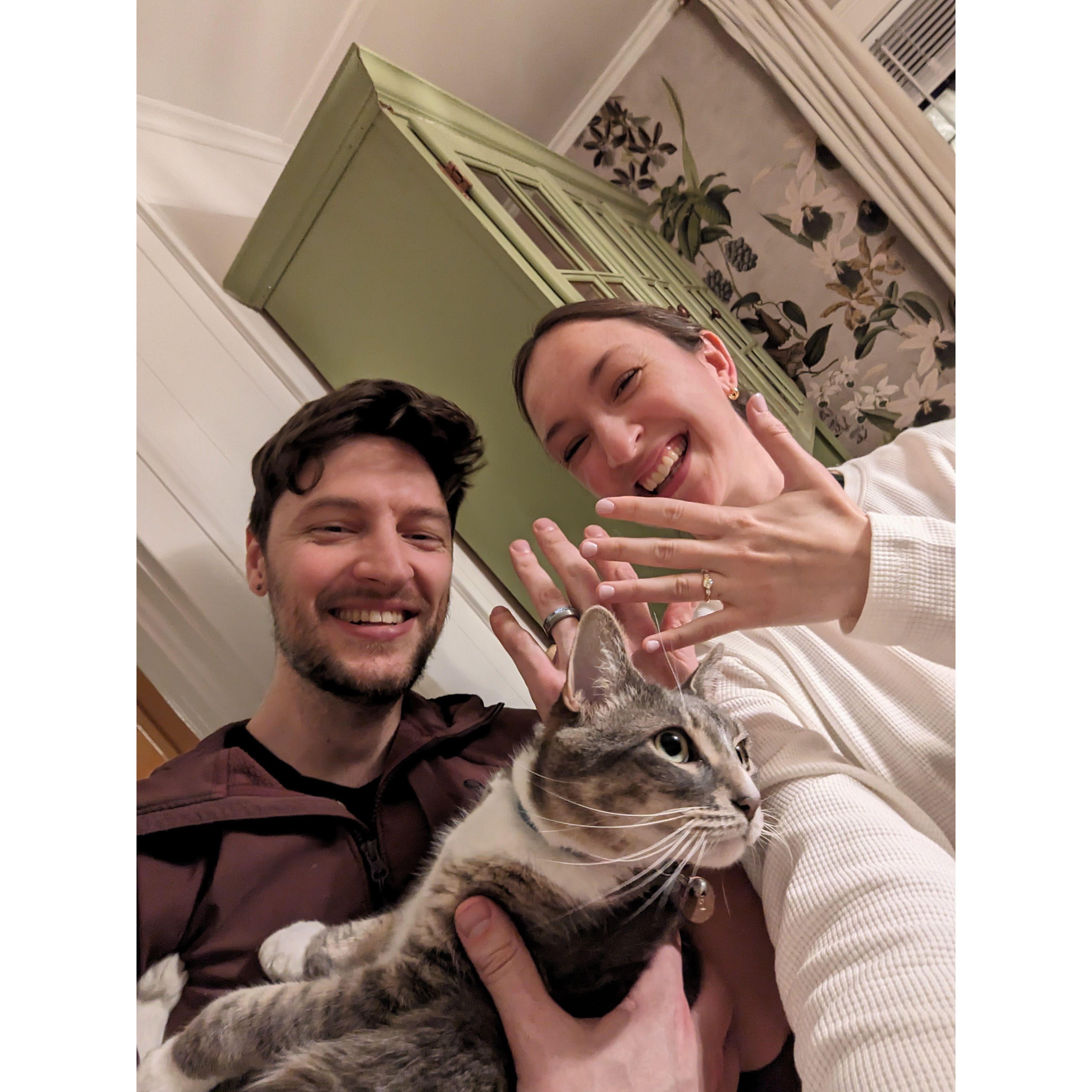 Shortly after, during our first weekend with the whole family in our very own cottage, Dave (with Dolly) got down on one knee