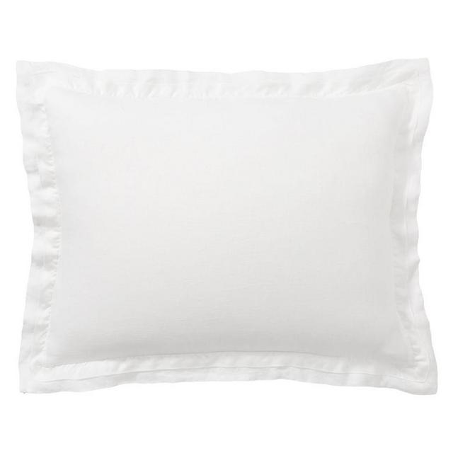 Belgian Linen Tencel Double Flange Sham, Standard, White