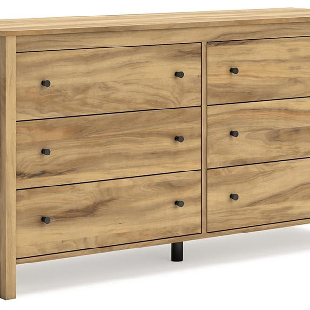 Signature Design by Ashley Bermacy Casual 6-Drawer Dresser with Safety Stop, Light Brown