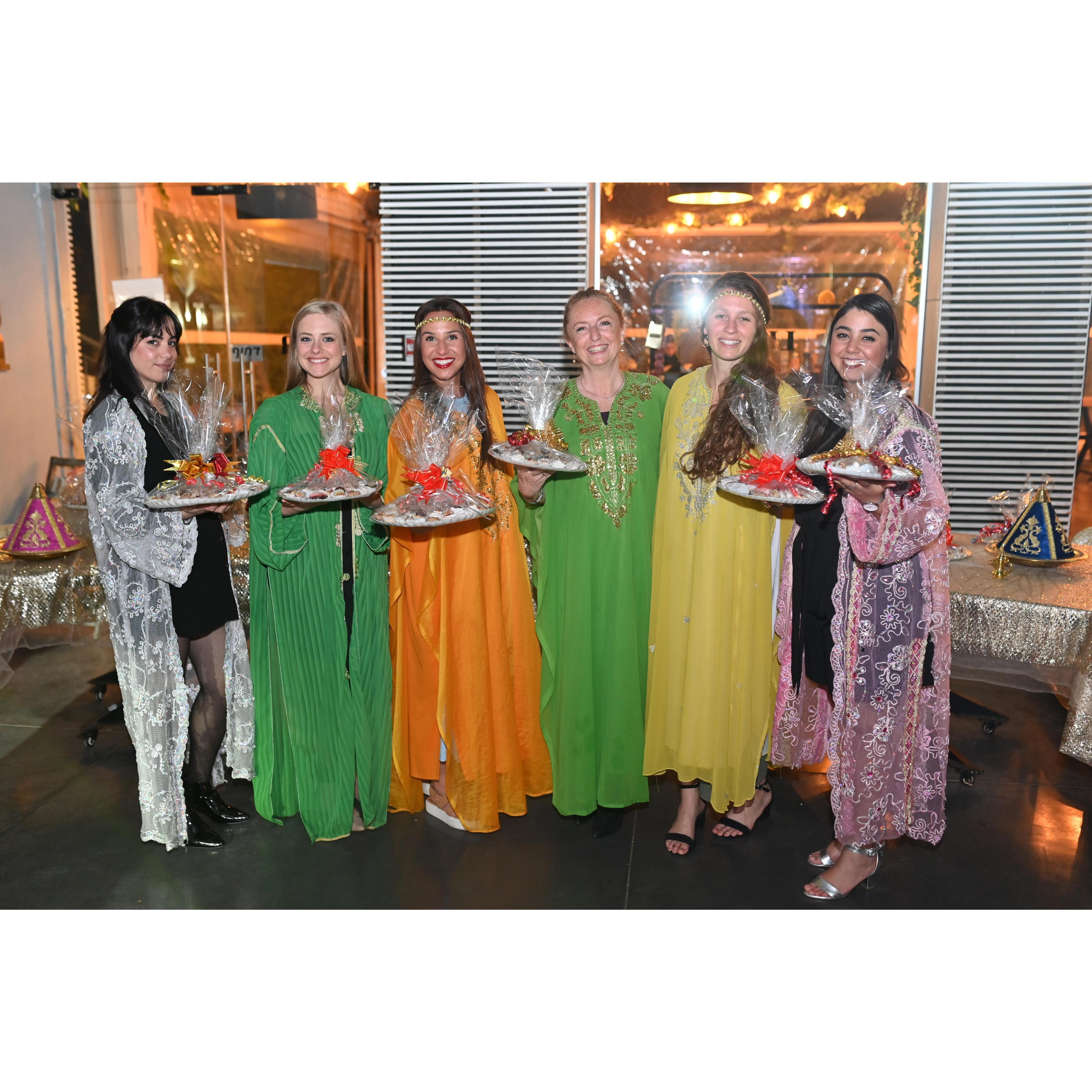 Cousins and friends holding Moroccan cookies in Moroccan costume - KULULULULULU!!! (This was being sung out a lot!)