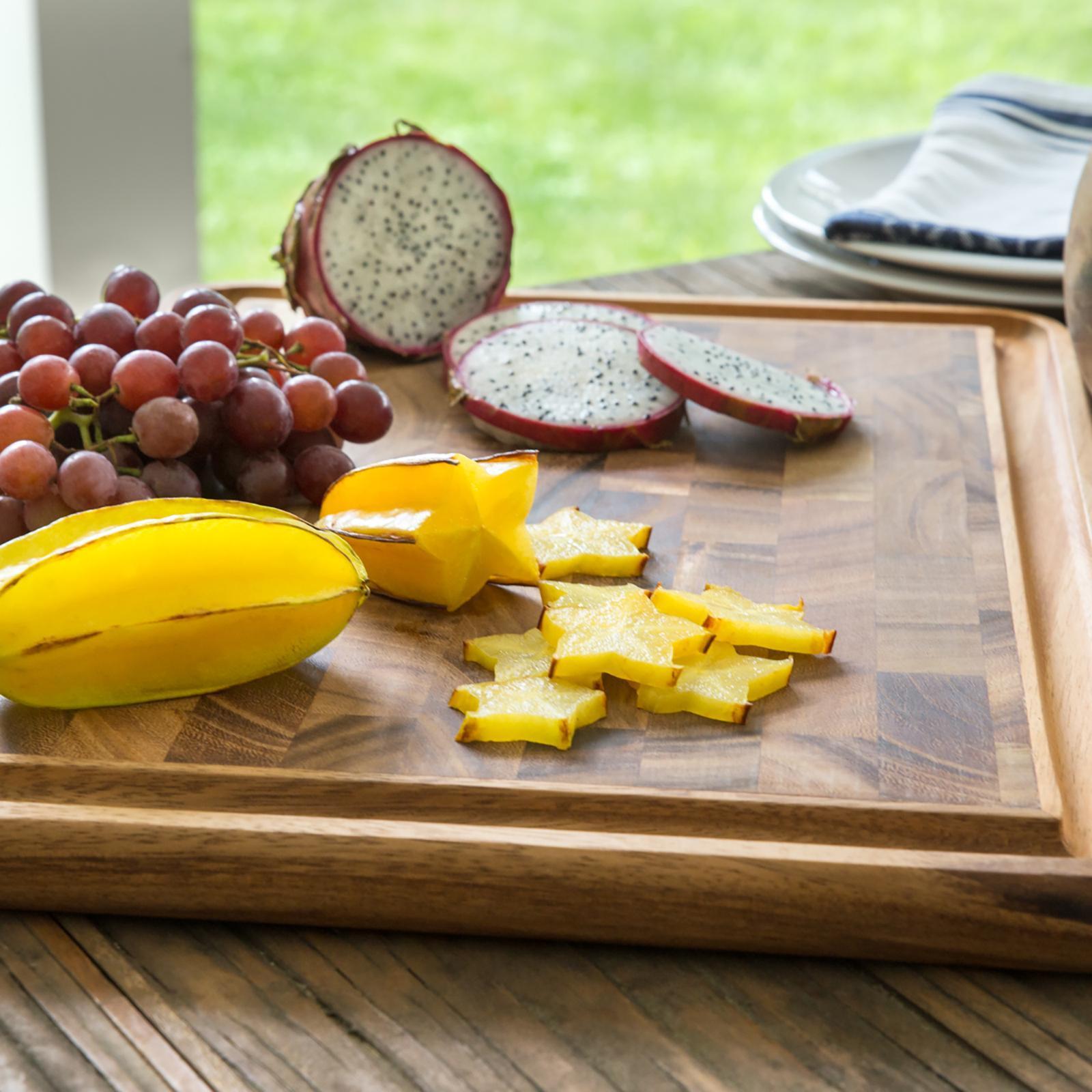 Charleston End Grain Prep Station  Ironwood Acacia Wood Cutting Boards