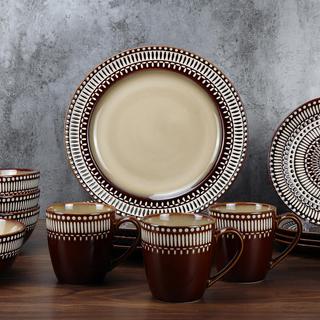 Lorren Home Trends 16-Piece Glazed Rust Dinnerware Set, Service for 4