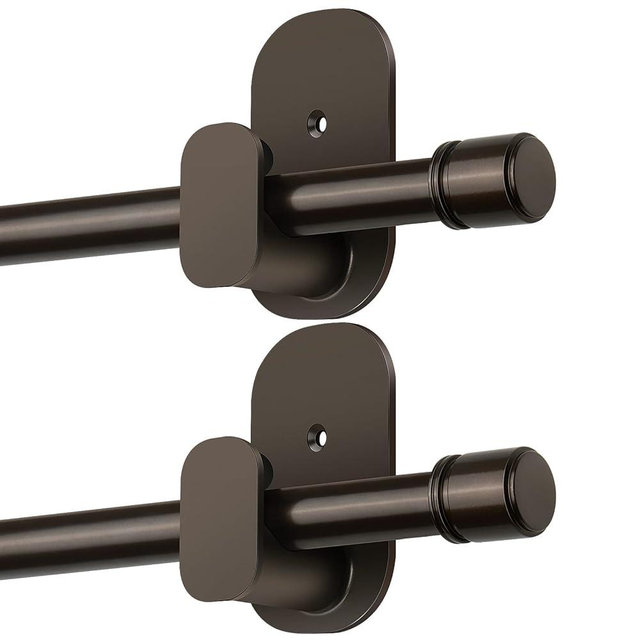 Curtain Rods No Drilling 2 Pack 32 to 86 Inch, HOTOZON 5/8 Inches No Drill Curtain Rods for Windows 55 to 82 Inches(4.5-6.8 ft), Renter Friendly Drapery Rod for Lightweight Curtains, Bronze