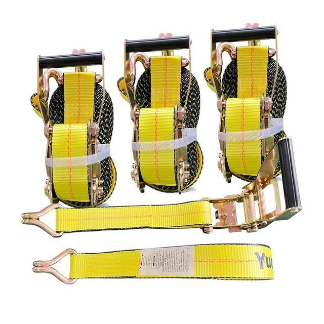 Yuoneiy Ratchet Straps Heavy Duty (4PK) 2" x 30' x 10000 lbs J Hook Tie Down Strap Ratcheting for Truck, ATV, UTV and Trailer
