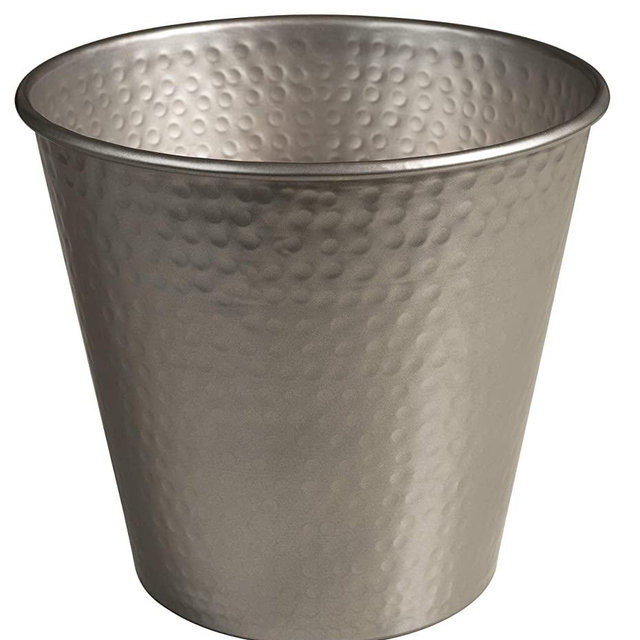 Monarch Abode Pewter Monarch Hand Hammered Metal Wastebasket Trash Bin