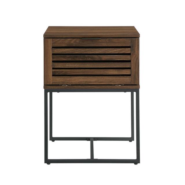 Simon Boho Slat Door Nightstand Dark Walnut - Saracina Home