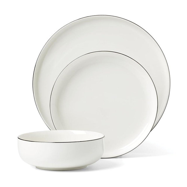 Oneida 896602 24 Seven Black Rim 12-Piece Dinnerware Set
