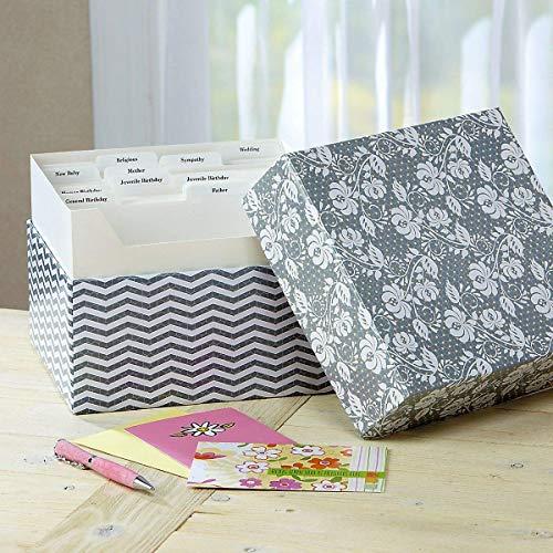 Grey Roses Greeting Card Organizer Box, Stores 140+ Cards (not Included). 7" x 9" x 9-1/2"